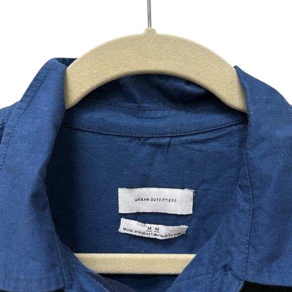 Urban Outfitters Mens Button Up Shirt Blue Patchwork Long Sleeve Size Medium - Picture 3 of 9